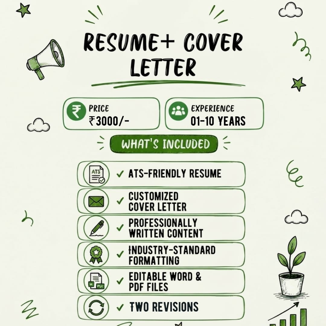 Resume plus cover letter Writing(1-10 Years)